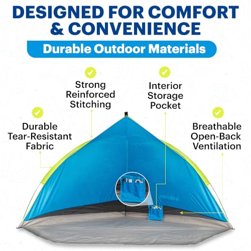 Beach Tent Sun Shelter – UPF 50+ UV Protection, Lightweight Portable Pop-Up Canopy, Windproof Shade with Sandbags, Carry Bag for Beach, Camping & Outdoor Travel (Light Blue) - color: Light Blue