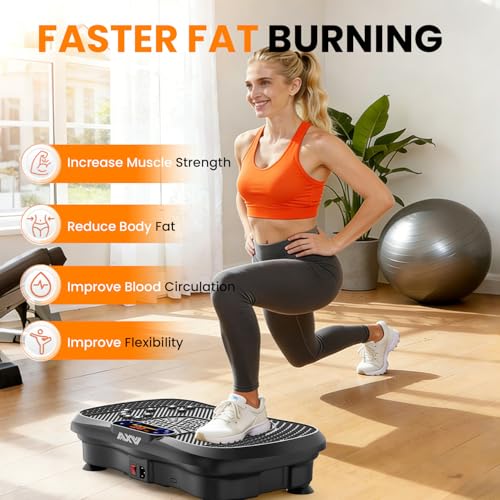 AXV Vibration Plate Fitness Platform Exercise Machine Vibrating Shaking Full Body Shaker Workout Vibrate Stand Shake Board Sport for Weight Loss Fat Burner for Gym Home Office - color: SLIM.DEEPBLACK