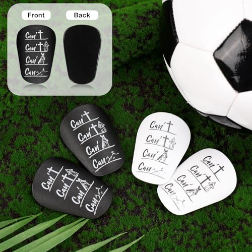 Miniature Shin Guards, PBT and EVA Material Soccer Shin Pads Mini Guards Soccer Black White Small Football Equipment for Teenagers Adults - color: White + black, size: 10*6cm