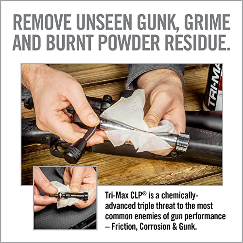 Real Avid Tri-Max CLP Gun Cleaning Wipes – 60 Pre-Saturated Cloths Clean, Lubricate & Protect Firearms – One-Step Rust Prevention, Long-Lasting Lubrication & Smooth Cycling in All Conditions