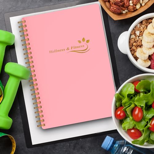 Wellness Planner & Fitness Log - Daily Diet & Health Journal with Weight Loss, Wellness Journal Notebook for Tracking Fitness, Sleep, Nutrition, Meal, Habits, A5(5.8 x 8.6 inch) (Pink) - color: Pink
