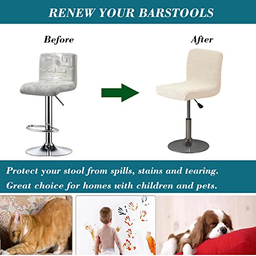 HFCNMY Bar Stool Covers with Backs,4 Pack Stretch Bar Stool Chair Covers,Jacquard Bar Stool Covers,Washable Bar Chair Covers Swivel Barstool Covers Slipcovers with Back Beige - color: Beige