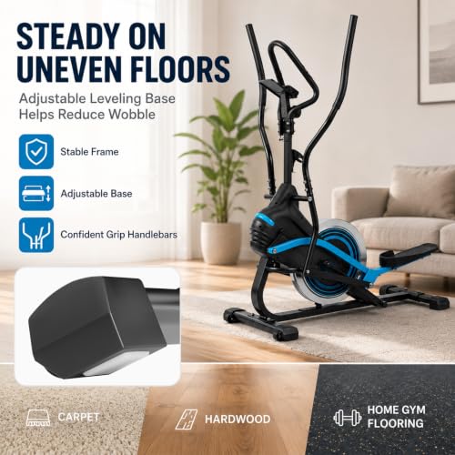 3-in-1 Elliptical Exercise Machine for Home, Cardio Climber & Stair Stepper with 18LB Flywheel, 16-Level Magnetic Resistance, 15.5” Stride, 300LB Capacity, Quiet Compact Trainer