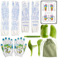 Reflexology Socks with Gloves Tools Set Foot Massage Socks Reflexology Socks with 5 Tools Socks with Trigger Point Massage Tool Acupressure Socks Reflexology Foot Massage Socks for Women and Men