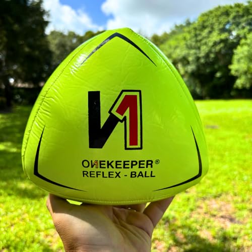 ONEKEEPER Soccer Reflex & Reaction Ball - White, Orange, Blue, Pink, and Fluo Yellow, Agility and Coordination Training for Kids and Juniors (Pump Not Included) - color: Yellow Fluorescent