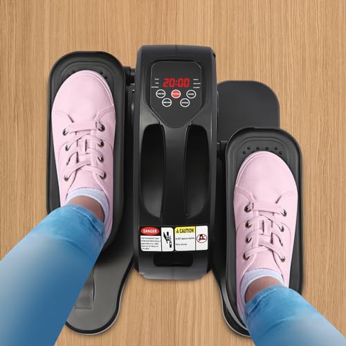 Under Desk Elliptical Machine, Mini Electric Ellipse Leg Exerciser with Remote Control, Portable Seated Foot Pedal Exerciser for Home Office, 5 Adjustable Speeds, Black