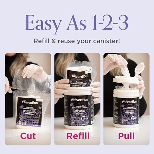Prevention All Purpose Disinfecting Wipes – Cleaning Wipes Canister, Bulk Cleaner Towelettes for Salons, Spas, Clinics, Studios – Hospital Grade Surface Sanitizing – 160 Count per Refill Bag (6 Pack) - size: Wipes Refill (6 Pack)
