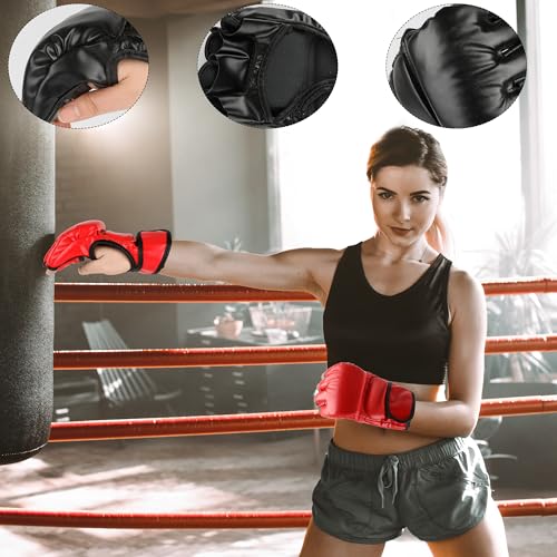 3 Pairs Boxing Gloves Half Mitts for Adult Kickboxing Fingerless Gloves Training MMA Muay Thai, 3 Colors