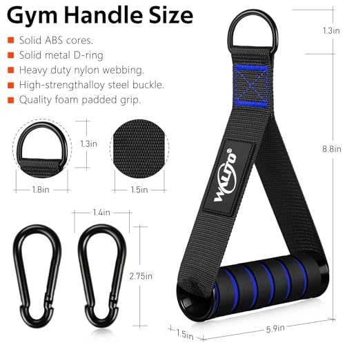 WALITO Exercise Handles, Replacement Cable Machine Attachments for Home Gym Equipment, Pulley System, Pilates, Resistance Bands, Strength Trainer, Heavy Duty Working Out Handles - color: Black-Blue