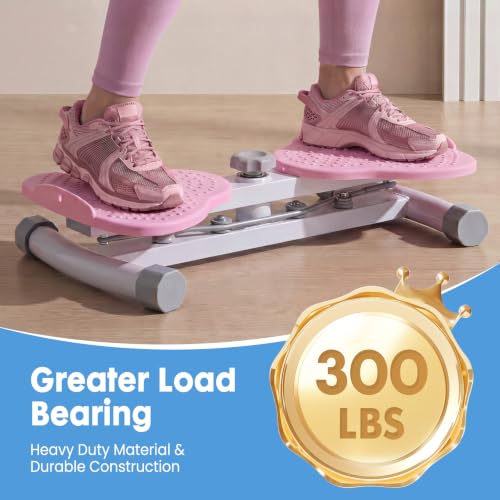 DUMOS Waist Twister Machine Exercise, Ab Twister Board, 300 lbs Capacity, Noiseless Fitness Tool for Core & Belly Fat Workout, Anti-Slip Home Gym Equipment - color: Pink & White