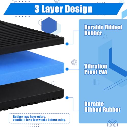 13x10.5 Inch Anti Vibration Pads, Sound Isolation Vibrating Pad Ribbed Rubber Damping Mat EVA Composite for Air Compressors, Conditioner, Treadmill, HVAC Washer Dryer - size: 13×10.5inch