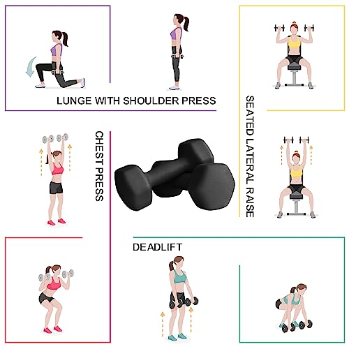 Balelinko Home Gym Equipment Workouts Strength Training Weight Loss Pilates Weights Yoga Sets Weights for Women, Men, Seniors and Youth - color: Black, style: 8 LB, Pair