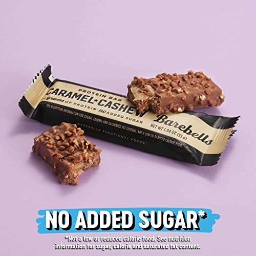 Barebells Protein Bars Caramel Cashew - 12 Count, Pack of 2 - Protein Snacks with 20g of High Protein - Chocolate Protein Bar with 1g of Total Sugars - Perfect on The Go Protein Snack & Breakfast Bars