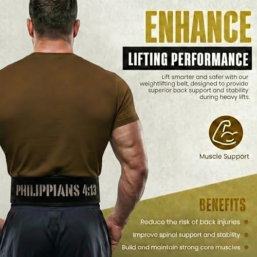 Christian Lever Weight Lifting Belt- 10mm Thick Leather Weightlifting Belt for Men & Women- Durable Leather Weight Belt for Men- High Strength Powerlifting Belt- Squat Belt, Deadlifting Belt | Faith Lever Weight Belt for Men, Secure Steel Lever Buckle, Du