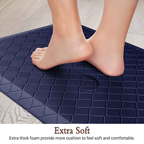 HappyTrends Kitchen Runner Rugs Anti-Fatigue mats,17.3"x 28",Non Slip Waterproof Ergonomic Comfort Mat for Kitchen, Floor Home, Office, Sink, Laundry,Blue - color: Blue, size: 28"L x 17.3"W x 0.5"Th