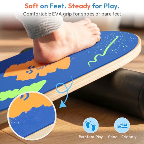 Sportneer Kids Balance Board, 4-Mode Adjustable Balance Trainer | Build for Kids, 4 Modes, Safe & Sturdy Wobble Board, Balance Trainer - color: Brush Blue