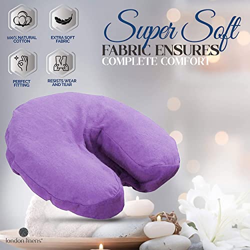 LONDON LINENS Pack of 4, Premium Extra Thick 100% Cotton Flannel Massage Tables Face Cradle Covers Cozies Fitted - Includes 4 pcs (Lilac) - color: Lilac, size: 4