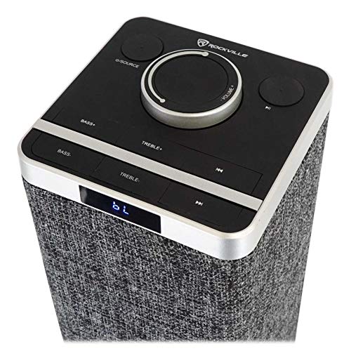 Rockville ONE-Tower Black Bluetooth Tower Speaker with HDMI/Optical/RCA | All-In-One System, USB Playback, 200W Peak, 60W RMS, Remote, Adjustable Bass/Treble, Class D Amp, Digital Display, Home Use - color: Black