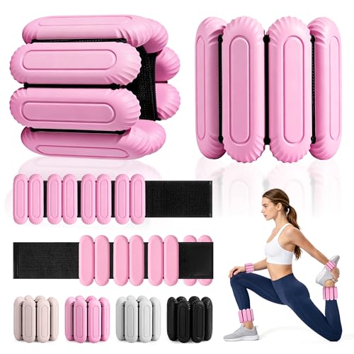 Wrist Weights for Women & Men, 2lb Silicone Wrist Ankle Weights for Pilates, Yoga, Running and Strength Training Comfortable Weighted Bracelet Arm Leg Weights for Fitness, Walking, Gym - color: Pink
