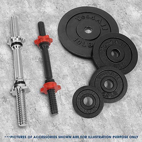 Yes4All Cast Iron Weight Plates, 1.15-Inch Standard Hole Weight Plate Set of 4 & 8, Fits Dumbbell Handles for Strength Training, Weightlifting & Home Gym Workouts - size: 30lb in Total (2x5lb + 2x10lb)
