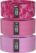Sweet Sweat Hip Bands with 3 Levels of Resistance | Non-Slip Fabric Booty Bands for Squats & Lunges | Includes Free Mesh Carrying Bag - style: Pink Hip Bands