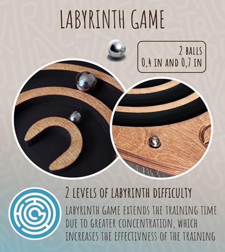 Wooden Balance Board with Labyrinth Maze 23"x14" – Core Strength & Coordination Trainer for Physical Therapy, Fitness & Rehabilitation | Natural Beech Wood, Holds 400 lbs - color: oak-sphere