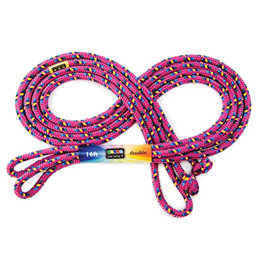 Just Jump It 16' Foot Single Jump Rope for Kids Women and Men - Active Outdoor Youth Fitness Excersing Equipment - Double Dutch Length Gym Accessories - color: Red Confetti, size: 16 FEET