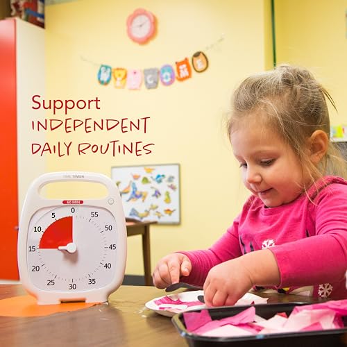 Time Timer Plus 60 Minute Desk Visual Timer — Countdown Timer with Portable Handle for Classroom, Office, Homeschooling, Study Tool with Silent Operation (White) - size: 5-1/2 x 7 in, style: 60 Minute (White) (Pack of 1)