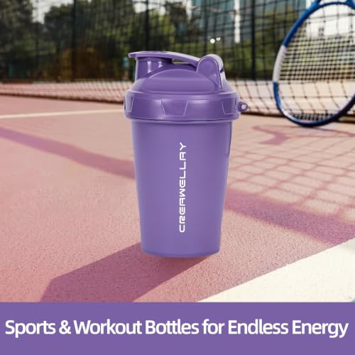 2 Pack Shaker Bottles for Protein Mixes, 17 oz Small Protein Shaker Bottle with Handle, Gym Shaker Cups with Blending Ball for Pre Workout, BPA-Free & Dishwasher Safe (Black, Purple) - color: Black,Purple
