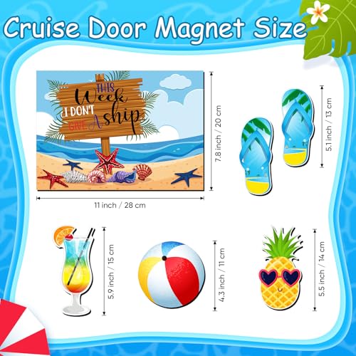 Kanayu 6 Pcs Beach Cruise Door Decorations Magnetic Large Ship Decorations Magnets Anchor Cruise Decor Car Fridge Magnet Decal for Carnival Stateroom Door - style: Beach