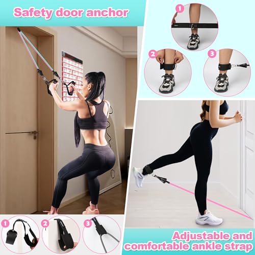 Resistance Band Set. Exercise Bands with Handles, Door Anchor and Ankle Strap. Home Gym, Supports Full-Body Workouts - with Training Guide and Fitness Video