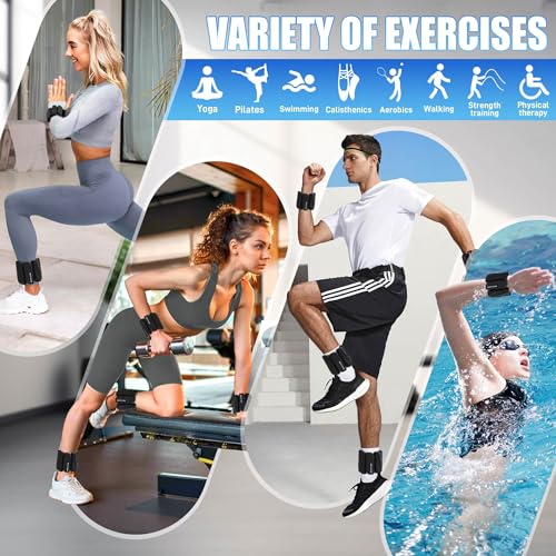 BECOJADDE Ankle Weights Set of 2 (1 lb/2 lb Each) for Women Men Adjustable Wrist Bracelet for Home Gym Weighted Bangles Wristbands Leg Arm Weights for Walking Swimming Running Pilates Yoga Gym - color: Black, size: 2 Lb Pair (1 Lb Each)