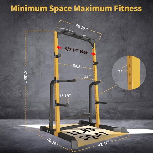 ZENOVA Squat Rack Power Rack Home Gym Equipment Pull Up Rack Squat Stand for Weightlifting, Suitable for 6FT,7FT Barbell 800LBS Weight Capacity