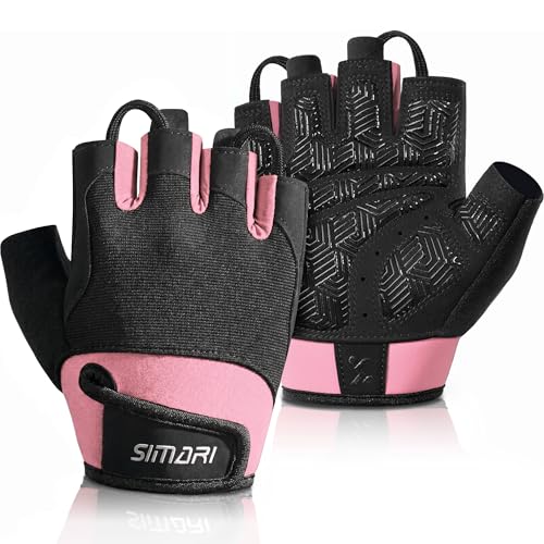 SIMARI Breathable Workout Gloves with Cushion Pad/Grip/Reduce Calluses, Weight Lifting Gloves for Gym Exercise, Cycling, Weightlifting Training, Fitness, Pilates, Kayaking, Gift for Men & Women - color: 2-Pink, size: Large