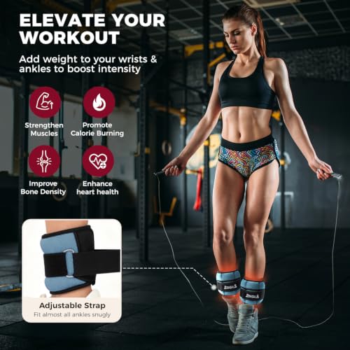 BAGAIL Ankle Wrist Weights for Women & Men, Set of 2 (Available in 0.5/1/2/3/4/5 lb Each), Wearable Leg Arm Weights with Sleek Design & Secure Fit for Walking, Running, Pilates, Home Fitness - color: Blue, size: 10 Lb Pair (1-5 Lb Each Adjustable)