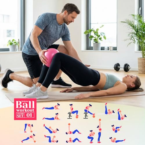4 Pcs Small Exercise Pilates Ball Bulk 9 Inch Mini Yoga Balls Anti Burst and Slip for Stability, Fitness, Physical Therapy, Stretching & Core Workout at Home Gym Office Class - color: Solid Pink