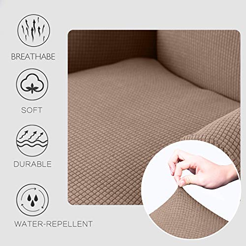 Granbest Premium Water Repellent Wingback Chair Cover 2-Piece High Stretch Jacquard Fabric Wing Back Chair Slipcovers (Wing Chair Cover, Camel) - color: Camel