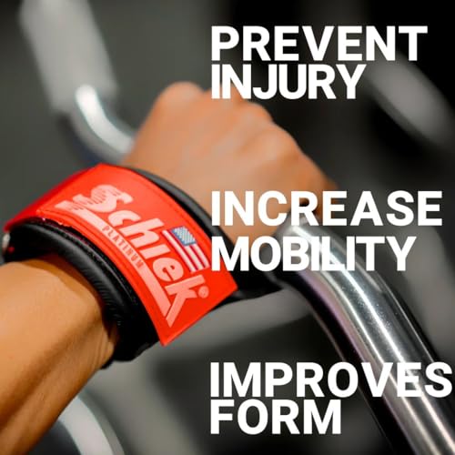Schiek Sports Model 1907 Platinum Edition Ultimate Grips - 3 in 1 Weight Lifting Straps Wrist Wraps and Grip Pads - color: Red, size: Small