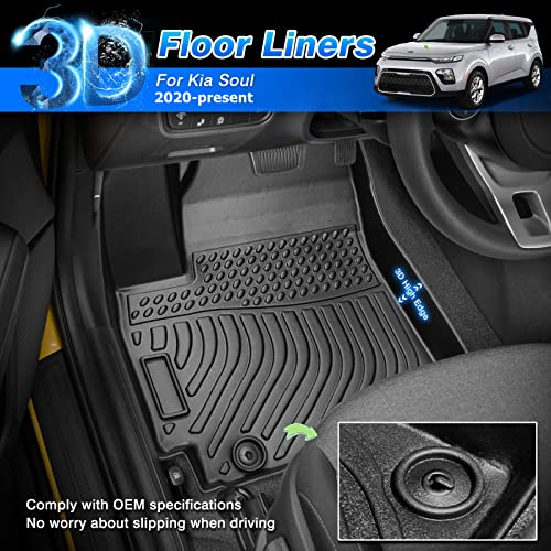 Floor Mats for Kia Soul 2020-2025 2026, All Weather Floor Liner for Soul Accessories Car Floor Mat Heavy Duty Waterproof - size: 1)Kia Soul【2020-2026】