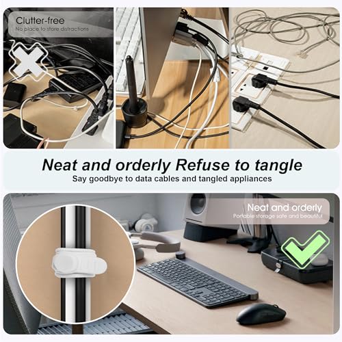 Silicone Cable Ties Cord Organizer Cable Management, 16Pcs 4.2" and 7.1" Reusable Cable Organizer Electronic Accessories for Home, Office, Kitchen, School, Travel(Black&White) - color: Multicolor C, size: 4.2 Inch+7.1 Inch