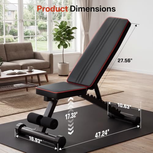 Adjustable/Foldable Weight Bench, 660LBS Home Gym Workout Bench Lifting Sit-up Exercise Bench for Bench Press - color: BLACK -3