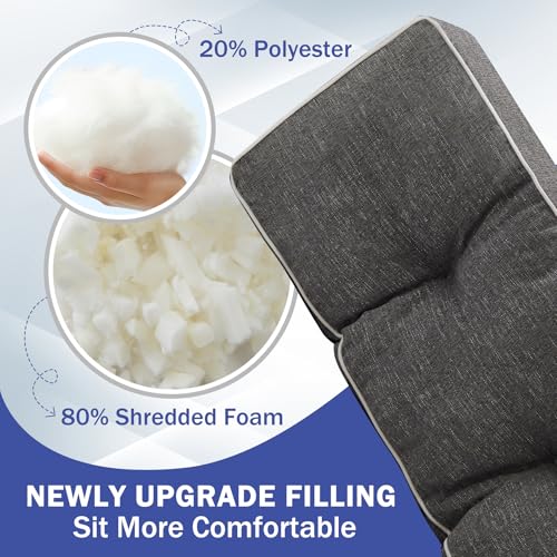 IPYNBAP Bench Cushion, 42 x 16 Inch Patio Furniture Cushions with Durable Ties, Soft Memory Foam Bench Cushions for Indoor/Outdoor Furniture with Non-Slip Bottom, Kitchen&Dining, Dark Grey (Pack of 2) - color: Dark Grey, size: 42*16+4” (Pack of 2)