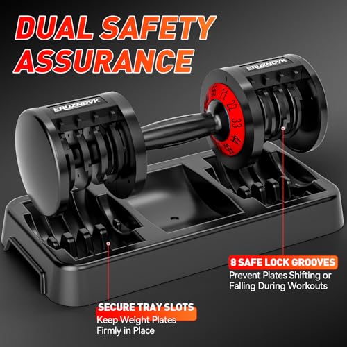 25/55lb Pair Adjustable Dumbbell Set, Adjustable Dumbbells Set of 2, 5 in 1/10 in 1 Free Weights Dumbbells Set with Anti-Slip Texture Handle, Weight Set For Home Gym Suit both Men and Women - color: Red 55LBS Pair