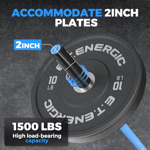 Olympic Barbell 7FT 45LB, 1500LB Capacity Weight Bar for Home Gym, 2-Inch Olympic Barbell for Weightlifting, Powerlifting, Squat, Deadlift and Bench Press - color: Blue&Black