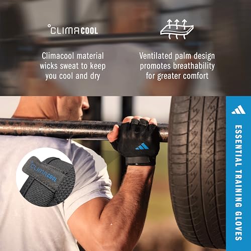 adidas Essential Training Gloves - color: Blue, size: Small
