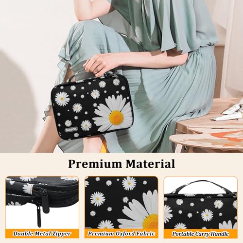 Watch Band Organizer Case for Apple Watch Band, Portable Bands Holder Organizer for 35 Straps, Travel Strap Storage Bag for iWatch Bands, Pin and Other Accessories Women (Daisy) - color: Whiteflower