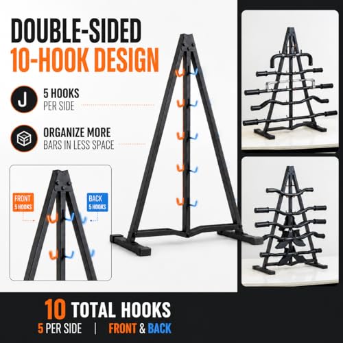 Cable Attachment Storage Rack, LAT Pulldown Bar Holder, Home Gym Organizer for Cable Handles and Attachments - color: 35in-freestanding