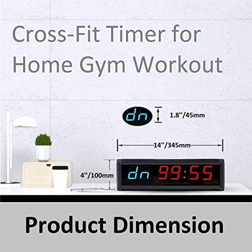 Gym Timer with Remote Countdown Garage Workout Fitness Clock Blue 1.8inch - color: Blue and Red