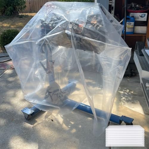 Clear Engine Storage Cover Bags, Heavy-Duty Transparent PE | 5- or 10-Pack, sizes 39.4×47.2 in & 55.1×55.1 in. Heavy-duty clear PE covers for engine storage & workshop use. - size: 55.1" × 55.1"