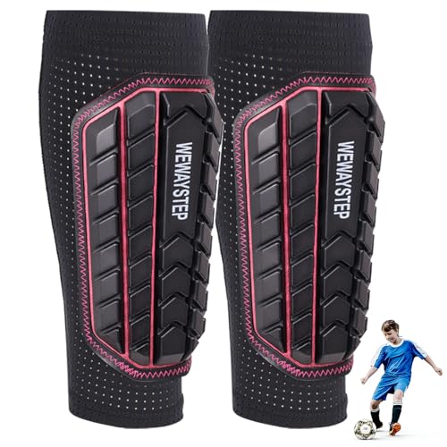 Shin Guards Soccer Kids Youth, Adult Shin Guards with Honeycomb Padding，Breathable & Anti-Slip Calf Compression Sleeves - color: Black Pink, size: 3X-Small